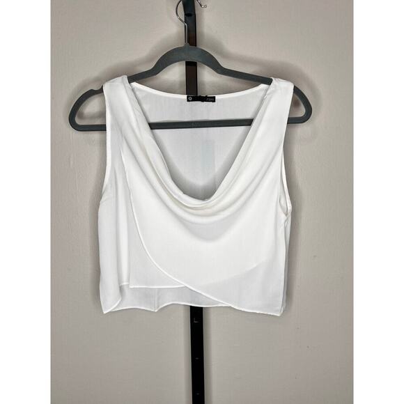 NEW Krisa from Revolve White Cowl Neck Sleeveless Crop Top Size XS Retail $99 - Picture 2 of 9